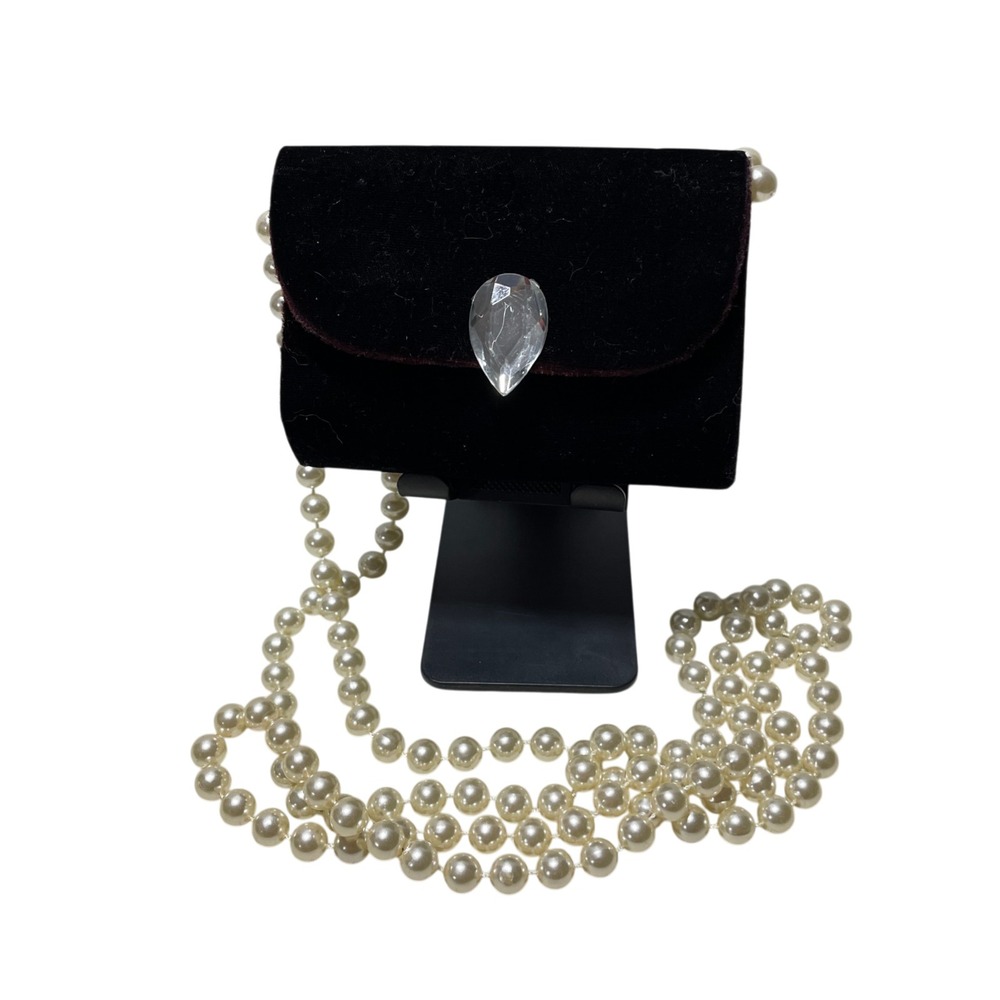 Velour Handbag Pearl Beaded‎ Strap